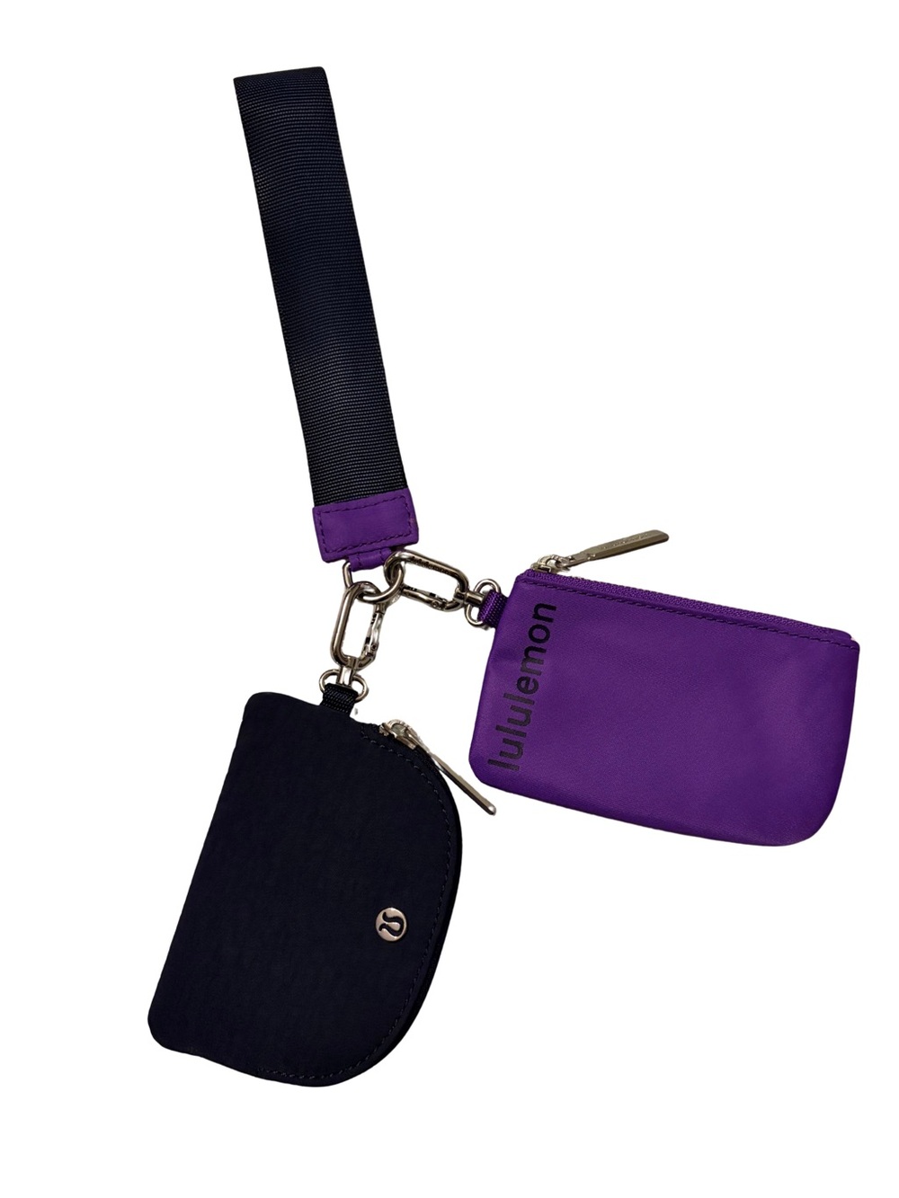 lululemon athletica Purple and Black Mini Wristlet Key Pouch Duo ~new w/out tags
